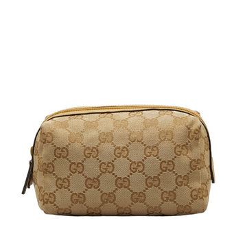 GUCCI GG Canvas Pouch 29595 Beige Leather Women's