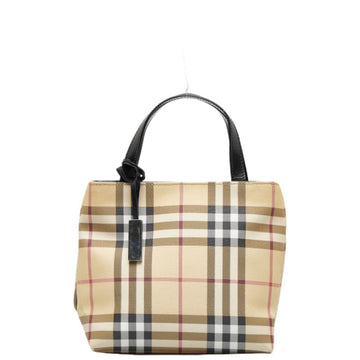 BURBERRY Nova Check Handbag Beige PVC Leather Ladies