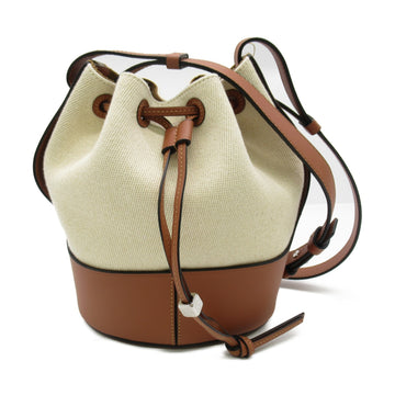 LOEWE Shoulder Bag Brown Ivory cotton leather