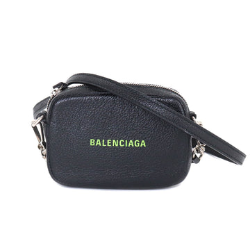 BALENCIAGA Cash mini pouch shoulder bag leather black 640539 silver metal fittings