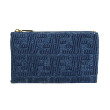 FENDI Pouch Multi Case Clutch Bag Zucca Denim Indigo Blue Ladies