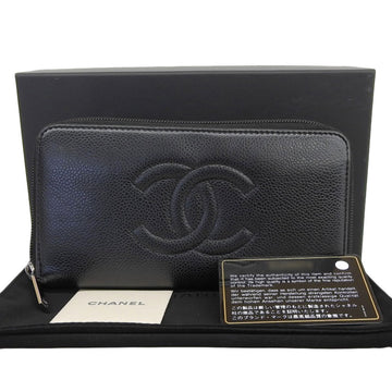 CHANEL logo here mark long wallet with seal 21st series boutique 2015.11.1 black A50071