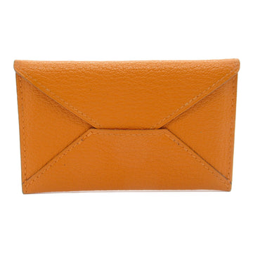 HERMES Pochette envelope PM Orange Shave leather