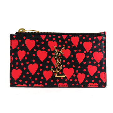 SAINT LAURENT Coin Case Black x Red 611558/0821