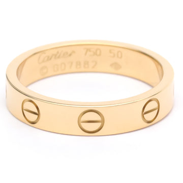 Polished CARTIER Mini Love Ring Band Size #50 US 5 1/4 18K Pink Gold PG BF554187