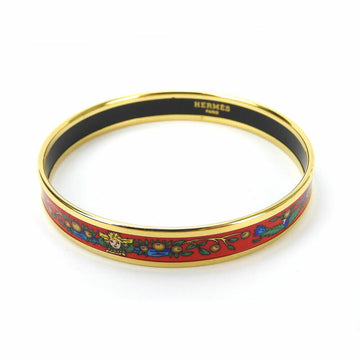 HERMES enamel bangle bracelet cloisonne GP plated gold red accessories ladies