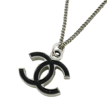 CHANEL necklace here mark metal material silver black 07V ladies