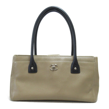 CHANEL Executive Tote Bag Beige Black leather