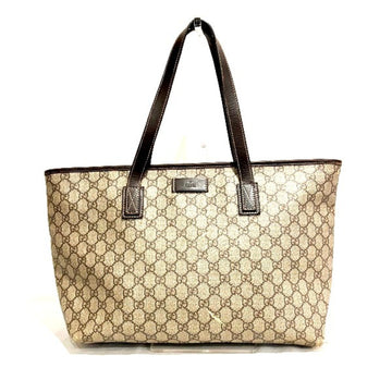 GUCCI GG Supreme 211137 Coated canvas x leather bag tote ladies