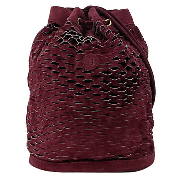 Fendi Backpack Bordeaux 228-257430-049 Suede FENDI Mesh AmiAmi Ladies Red