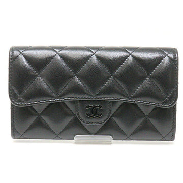 Chanel matelasse middle flap bi-fold long wallet black metal fittings AP1000