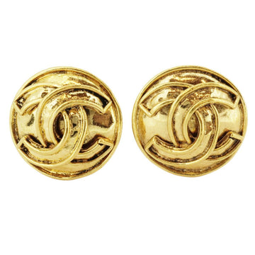 CHANEL Earrings Coco Mark Round Circle GP Plated Gold 94P Ladies