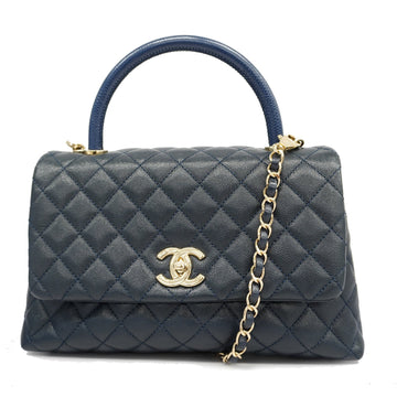 CHANELAuth  Matelasse 2way Bag Chain Shoulder Women's Caviar Leather Handbag,Shoulder Bag Navy