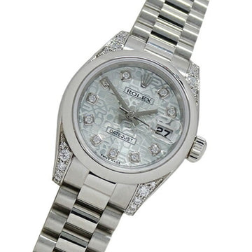 ROLEX Datejust 179296G K watch ladies 10P lugs diamond automatic winding AT PT950 platinum ice blue silver polished