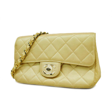 CHANEL Shoulder Bag Matelasse Chain Lambskin White Silver Hardware Women's