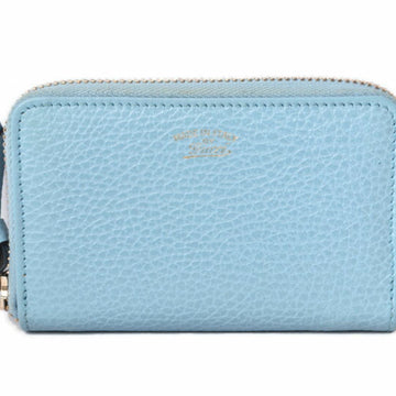 GUCCI coin case card  wallet swing leather light blue 3688797