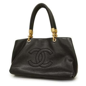 CHANEL tote bag caviar skin black gold hardware ladies