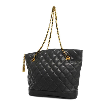 CHANEL Shoulder Bag Matelasse Lambskin Black Women's