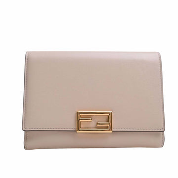 FENDI Leather Medium Bifold Wallet 8M0419 Ivory Ladies