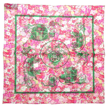 HERMES Liberty Carriage Handkerchief Chief Cotton Pink