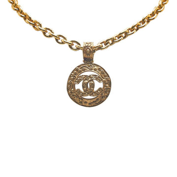 CHANEL coco mark circle necklace gold plated ladies