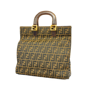 Fendi tote bag Zucca nylon canvas brown gold Metal