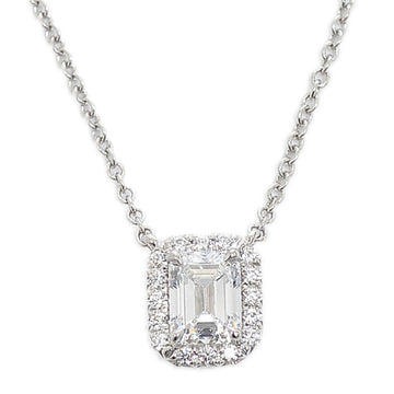 TIFFANY Soleste Necklace Pt950 Diamond Emerald Cut 0.53ct E/VVS1/EX