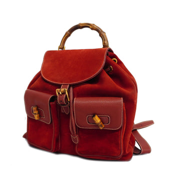 GUCCIAuth  Bamboo Rucksack 003 58 0016 Women's Suede Red Color