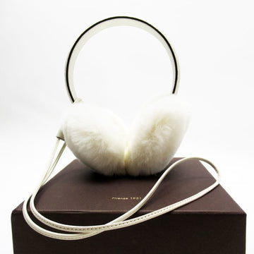 GUCCI earmuffs earmuff sima white rabbit fur x leather 245929