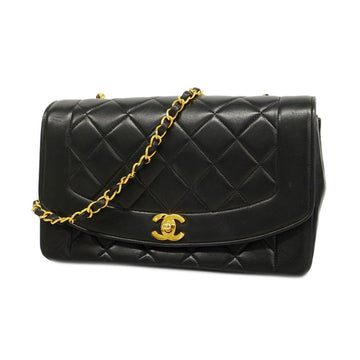 CHANEL Shoulder Bag Diana Chain Lambskin Black Gold Hardware Women's