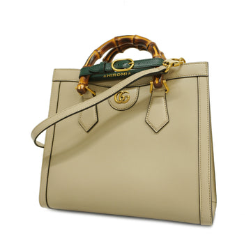 GUCCIAuth  Bamboo Diana 660195 Women's Leather Handbag,Shoulder Bag Grayish