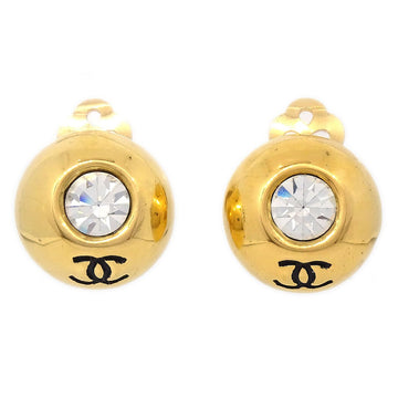 CHANEL Gold & Crystal CC Earrings Clip-On 2190 70581