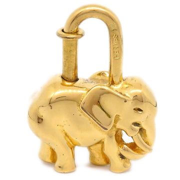 HERMES 1988 Limited Elephant Cadena Lock Bag Charm Gold Small Good 71011