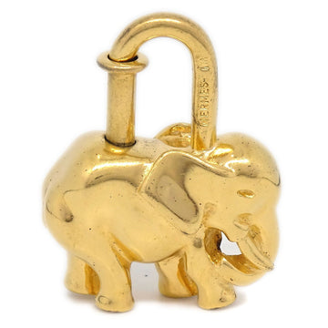HERMES 1988 Limited Elephant Cadena Lock Bag Charm Gold Small Good 61193