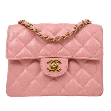 CHANEL 2003-2004 Classic Square Flap 17 Pink Caviar 61497