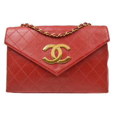 CHANEL 1980s Red Cosmoline Letter Flap Jumbo 61660