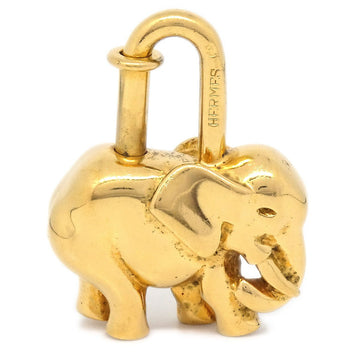 HERMES 1988 Limited Elephant Cadena Lock Bag Charm Gold Small Good 82137
