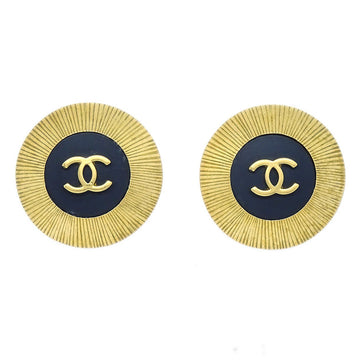 CHANEL 1995 Black & Gold CC Earrings 61909