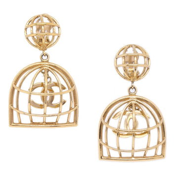 CHANEL Birdcage Shaking Earrings Clip-On Gold 61933