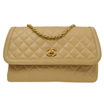 CHANEL Single Chain Shoulder Bag Beige Lambskin 71402