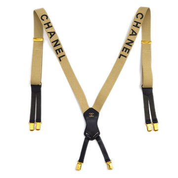 CHANEL 1994 Logo Suspenders Beige AK31566h