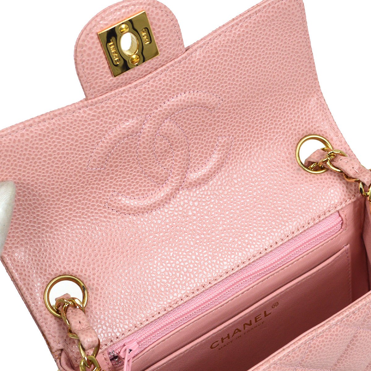 CHANEL 2003-2004 Shoulder Bag Pink Caviar 87826