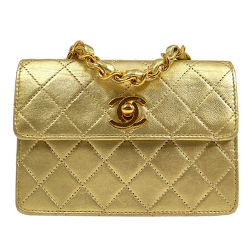 CHANEL Single Chain Mini Shoulder Bag Gold Lambskin A43855h