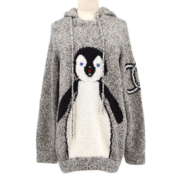 CHANEL★ 2007 CC penguin-motif knitted hoodie #42 10258