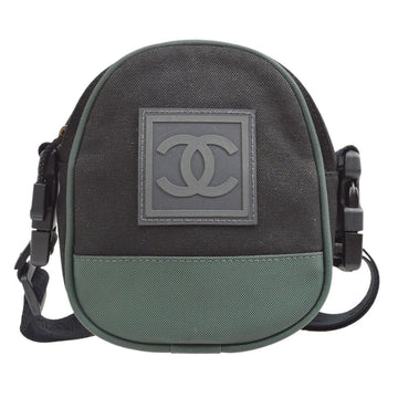 CHANEL 2003-2004 Sport Line Cross Body Shoulder Bag Black Green 42433