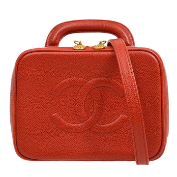CHANEL 1997-1999 Red Caviar Lunch Box Vanity Small 06253