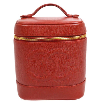 CHANEL Cosmetic Vanity Hand Bag Red Caviar 00317