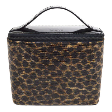 LOEWE Leopard Cosmetic Hand Bag Black 01549