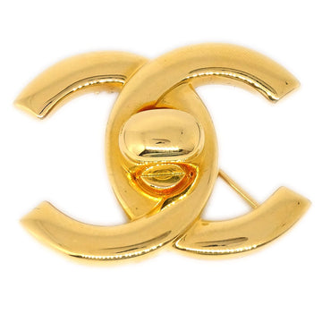 CHANEL 1996 Turnlock Brooch Pin Gold Small 12330