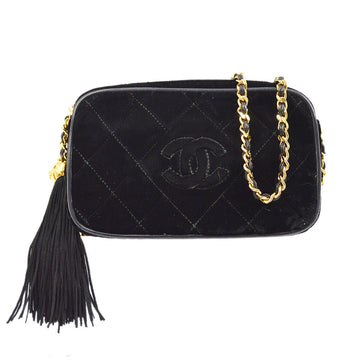 CHANEL 1991-1994 Black Velvet Camera Bag Mini 22006